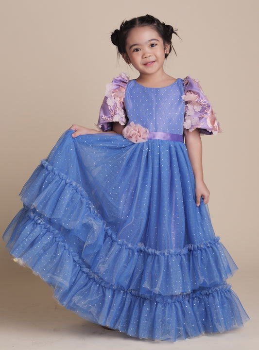 Margarette  Filipiniana Long Dress in Azul