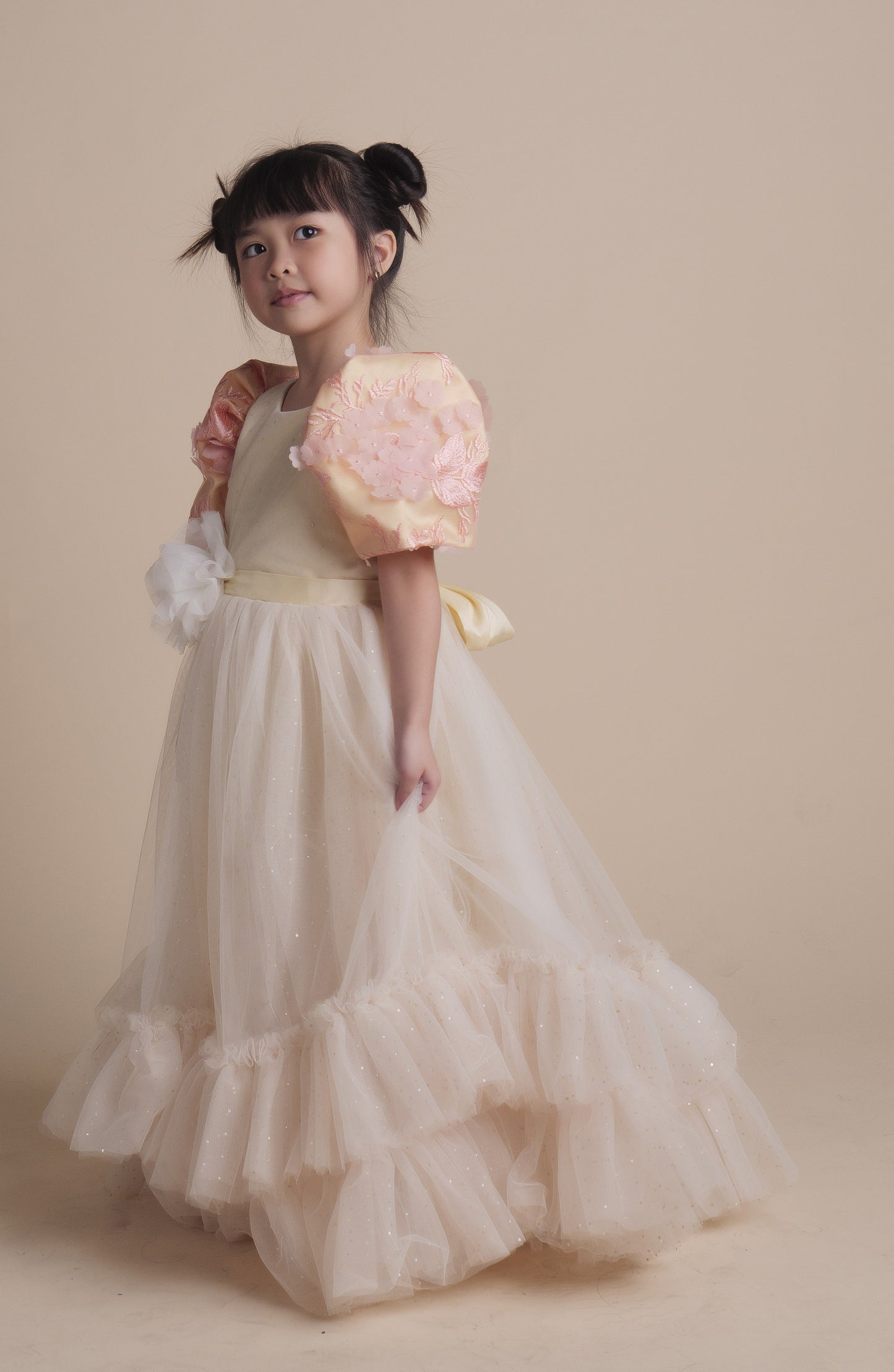 Margarette  Filipiniana Long Dress in Cream