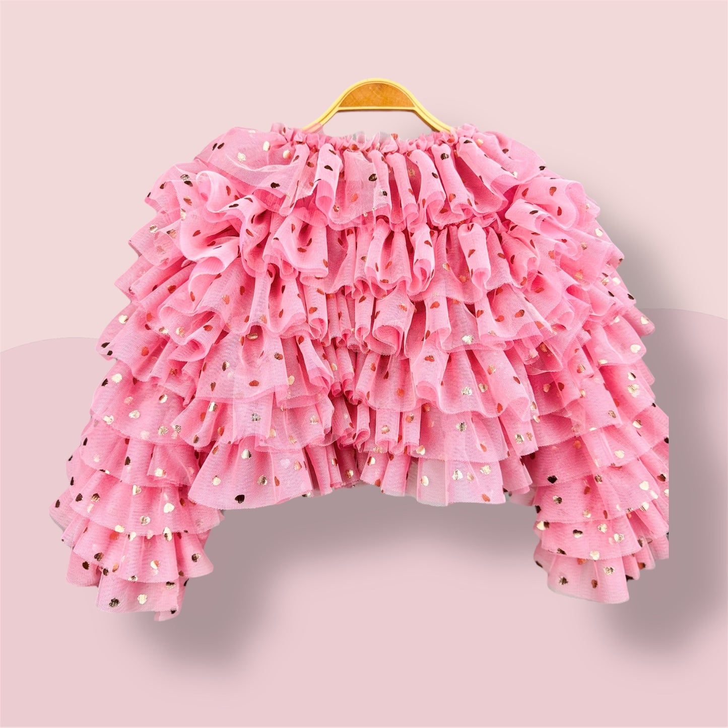 Frou frou Jacket in Peachy pink hearts