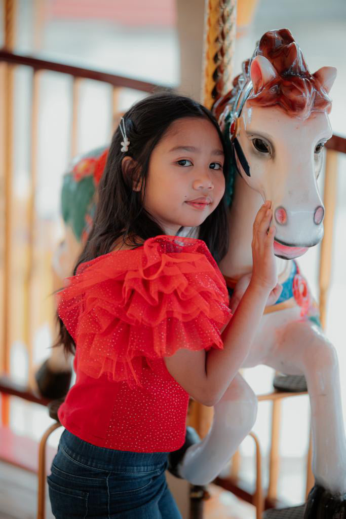 Cloud Puff Tee in Crimson