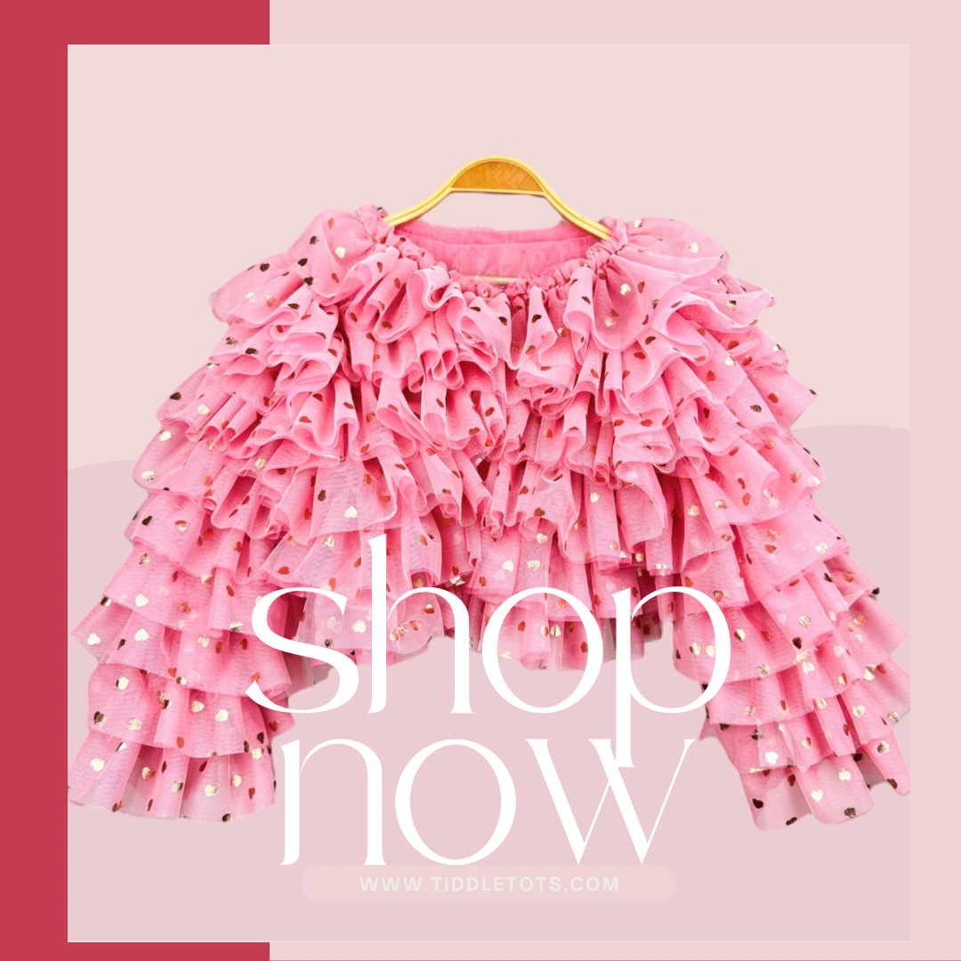Frou frou Jacket in Peachy pink hearts