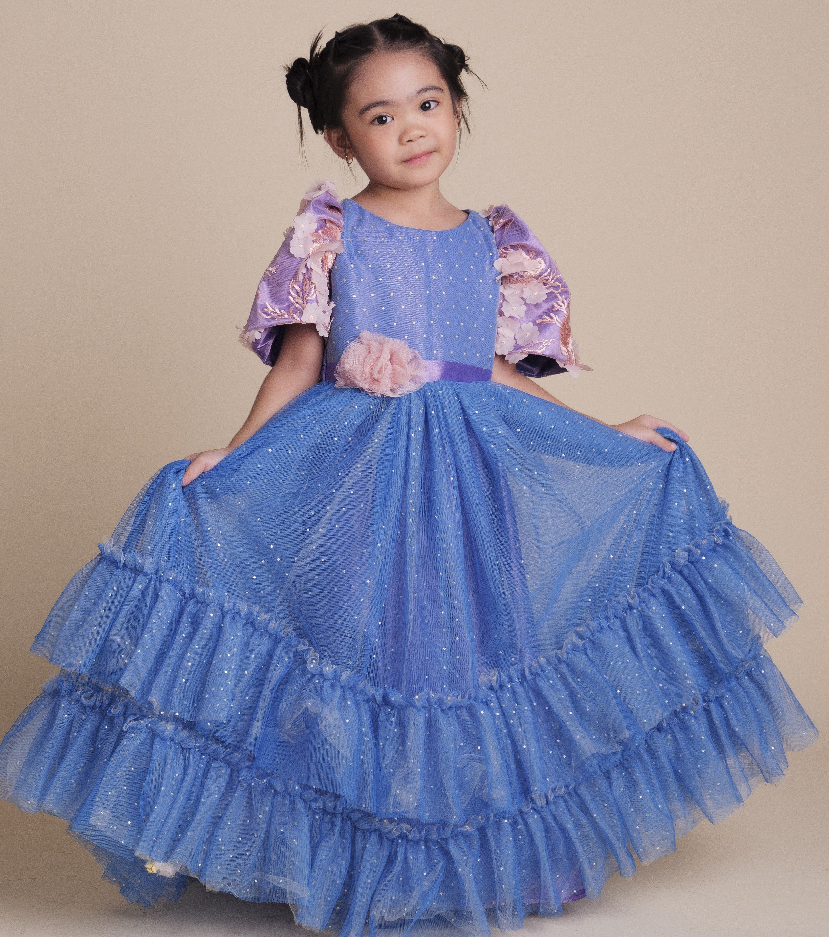 Margarette  Filipiniana Long Dress in Azul