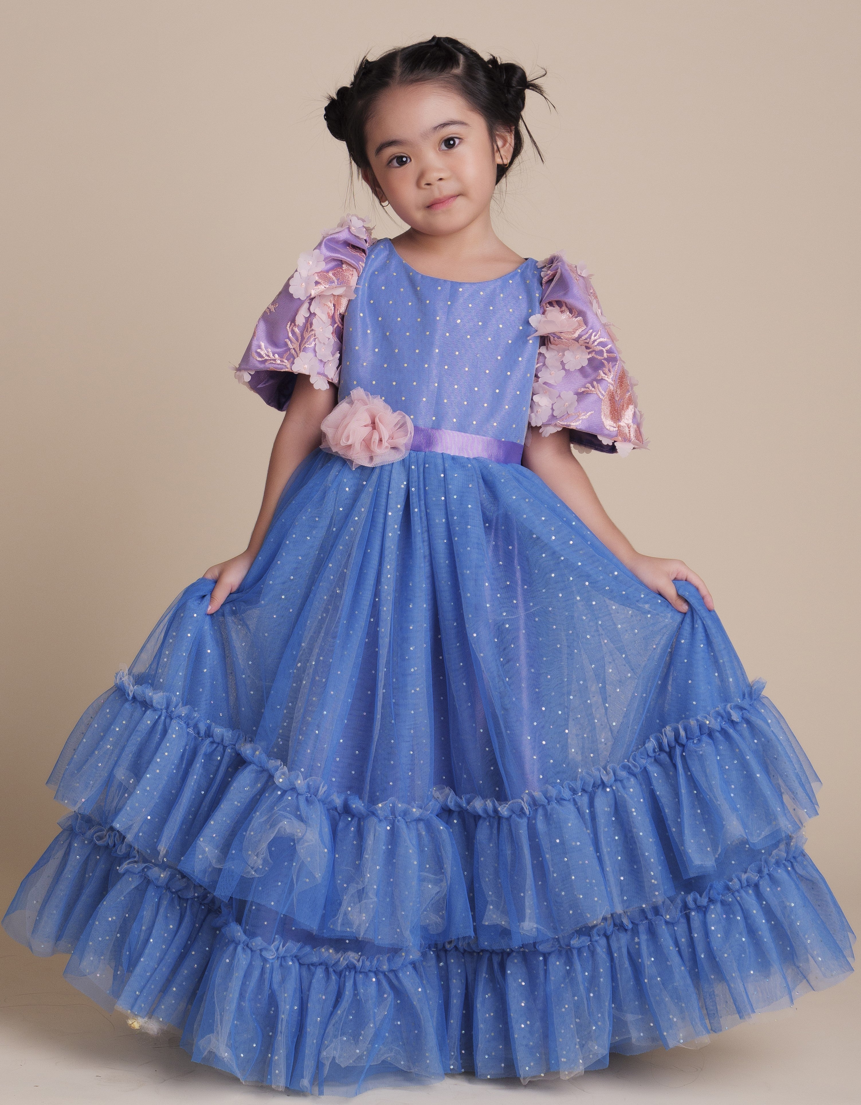 Margarette  Filipiniana Long Dress in Azul