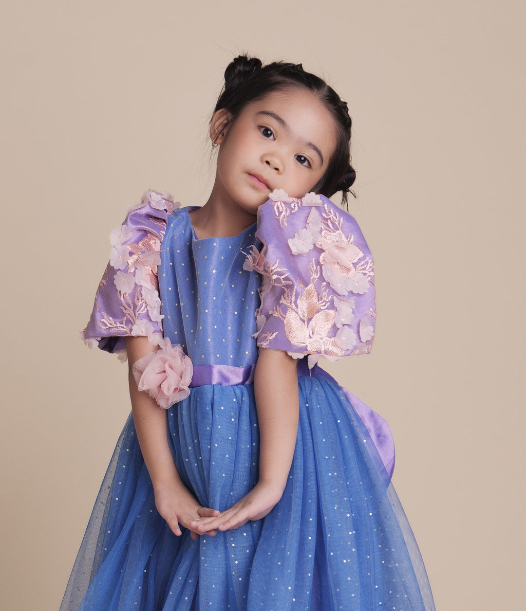 Margarette  Filipiniana Long Dress in Azul