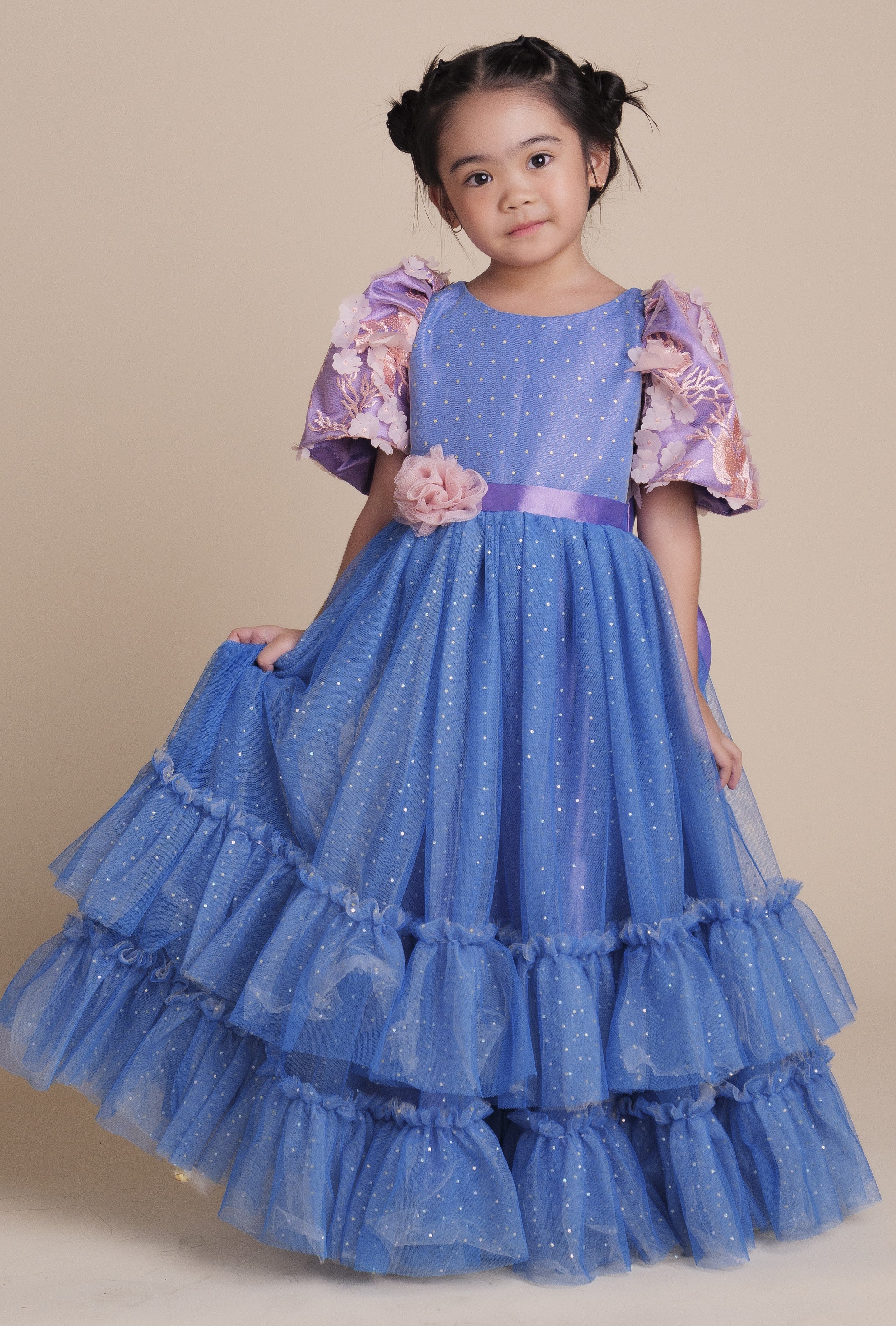 Margarette  Filipiniana Long Dress in Azul
