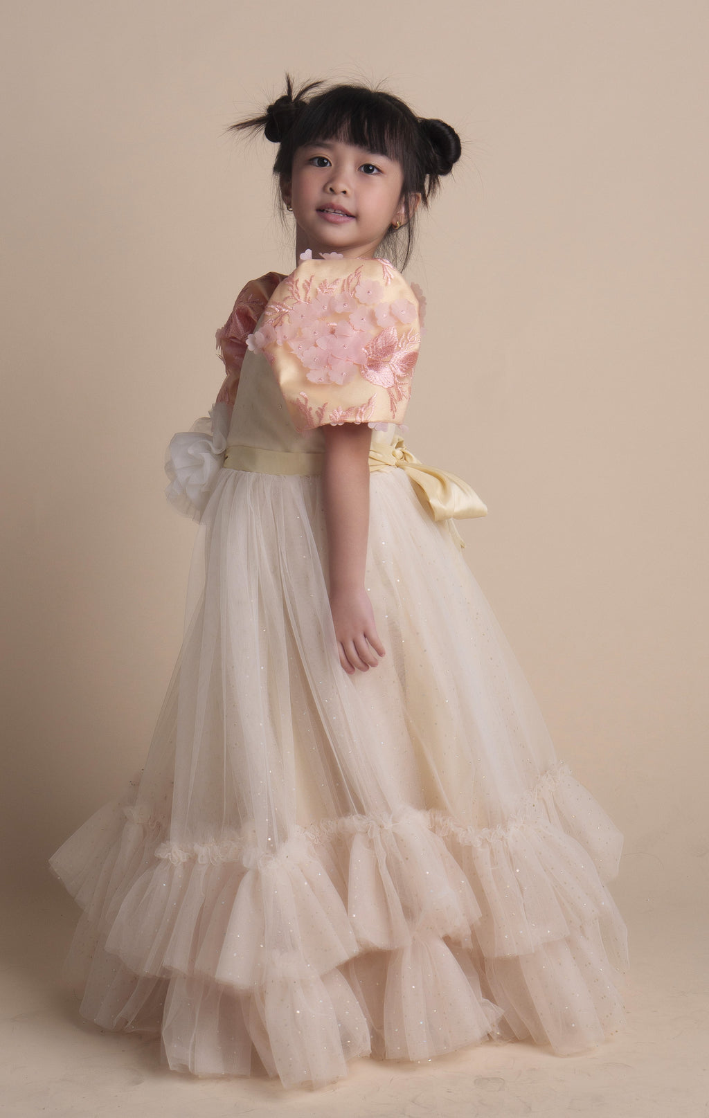 Margarette  Filipiniana Long Dress in Cream