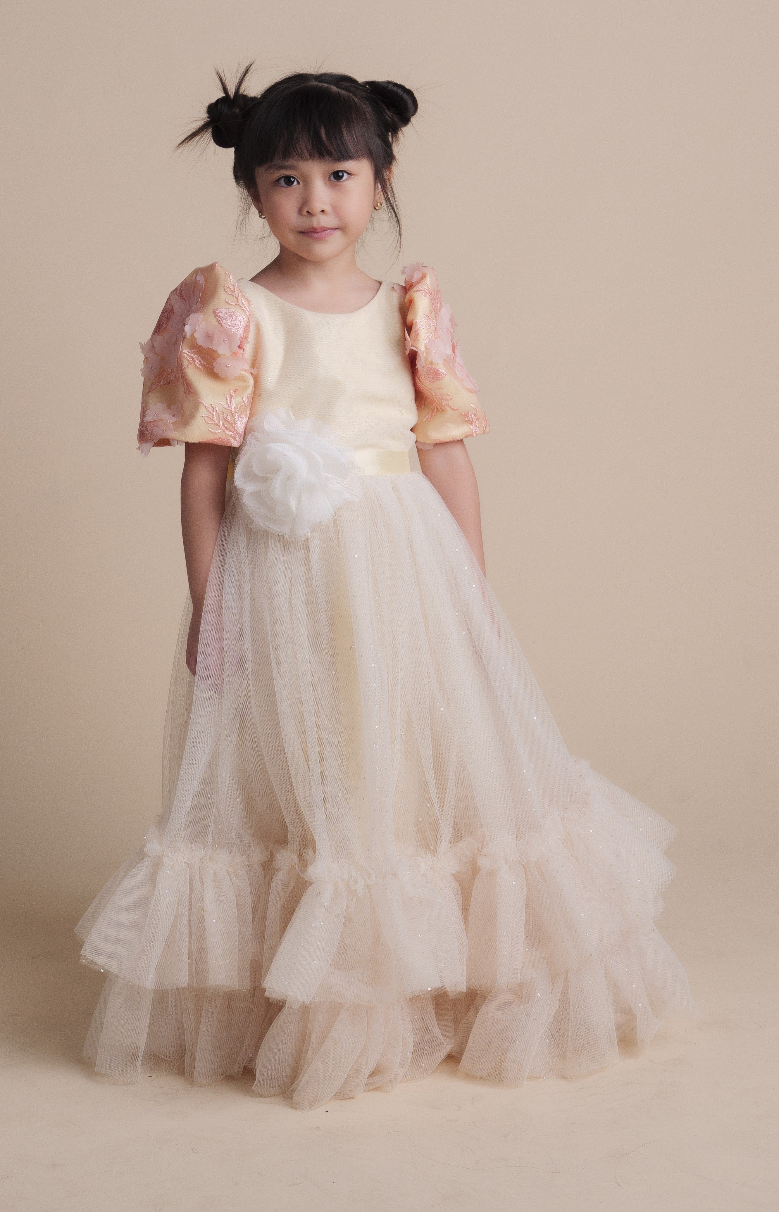 Margarette  Filipiniana Long Dress in Cream