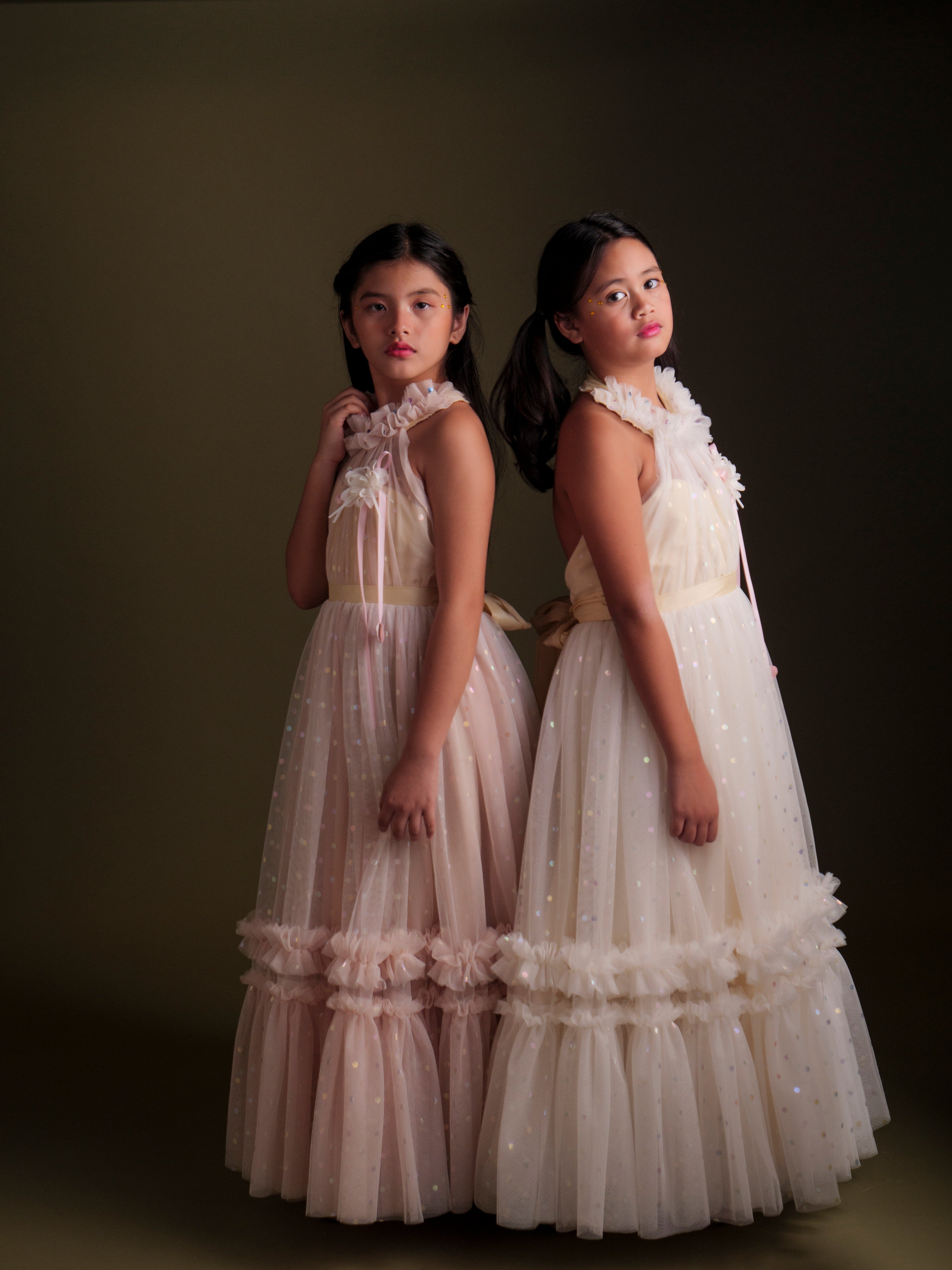 Thea long tulle dress in Ivory - Preorder
