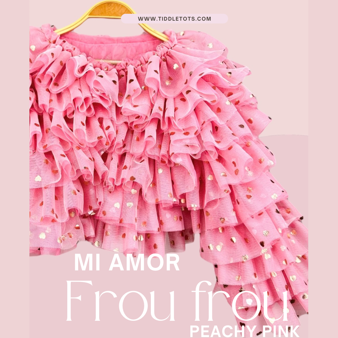 Frou frou Jacket in Peachy pink hearts